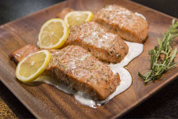Tender Grilled Salmon Fillet with Creamy Tarragon Sauce