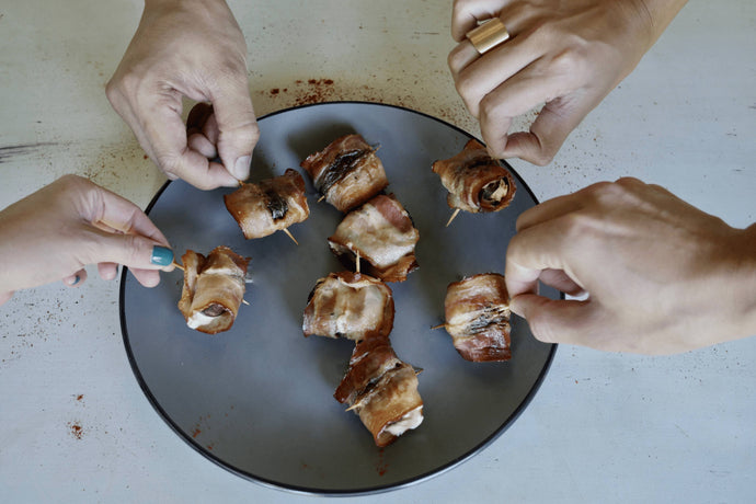 BACON WRAPPED STUFFED MUSHROOMS