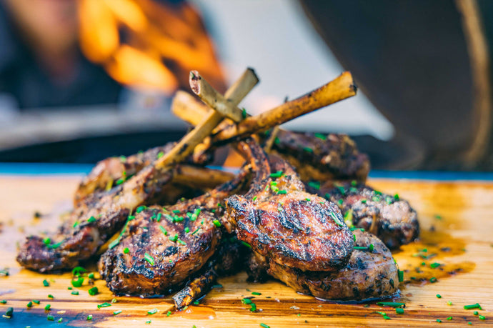 Charred Lamb Lollipops on the Big Green Egg MiniMax