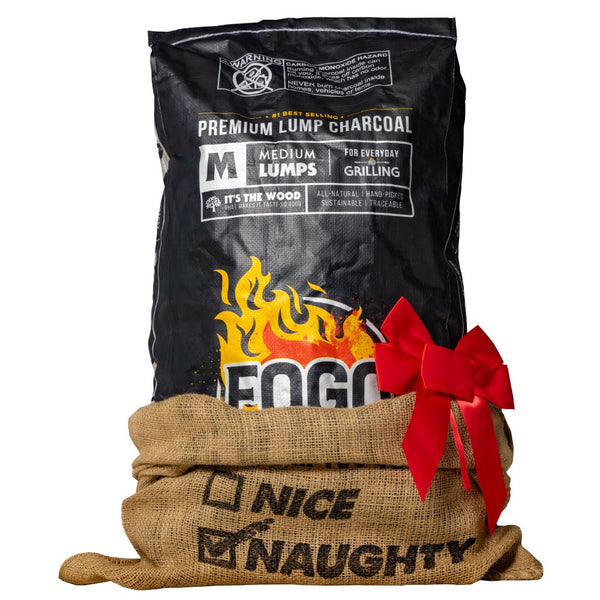 Santa Bag of Coal bundle with Premium Black Bag – FogoCharcoal.com
