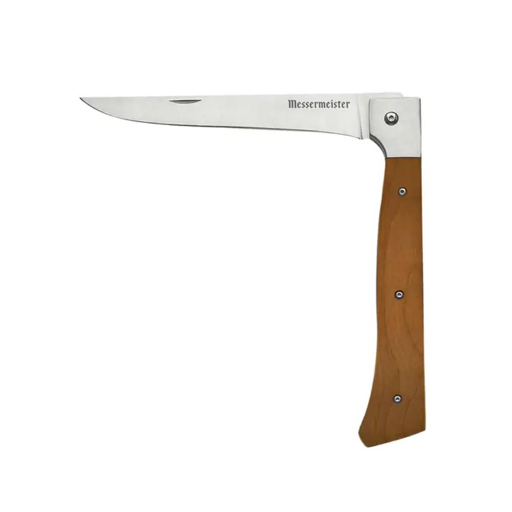 Messermeister Adventure Chef Summit Set, Carbonized Maple - Folding 6”  Chef's Knife, 6” Fillet Knife, Folding Steak Knife, Fork & Spoon, Folding