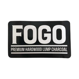 Fogo Sticker 5 x 3 White on Black FOGO - Outdoor Vinyl - FogoCharcoal.com