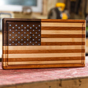 Rosewood Block American Flag Cutting Board